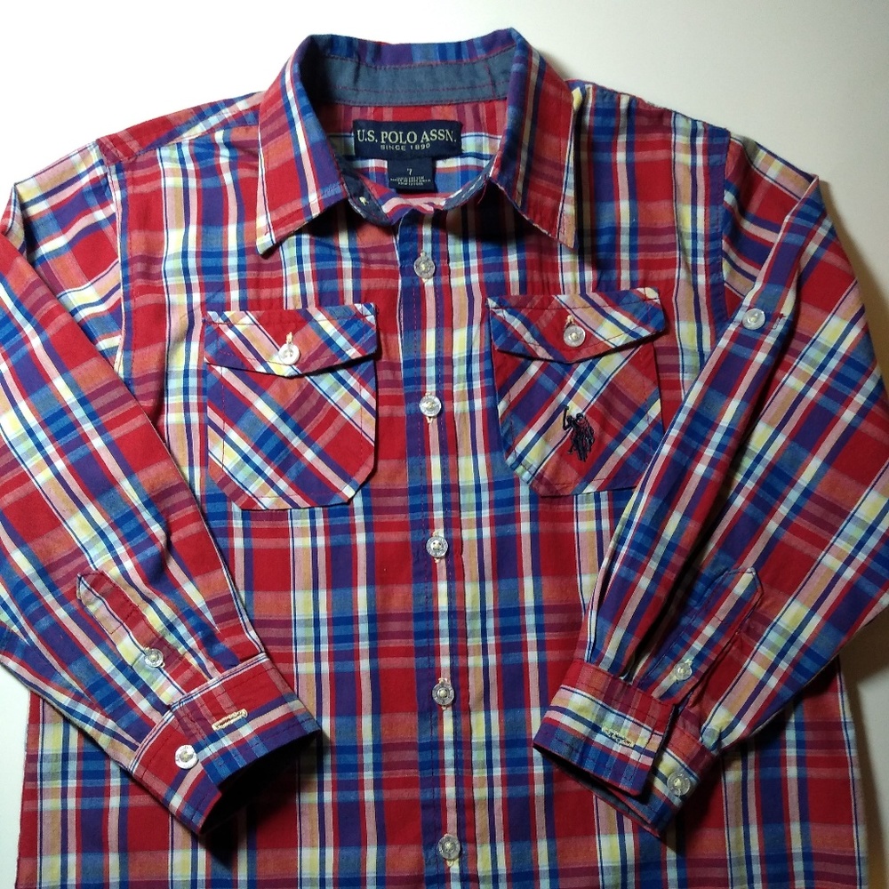 Boys Long Sleeved Plaid Shirt